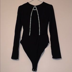 Black Backless Bodysuit